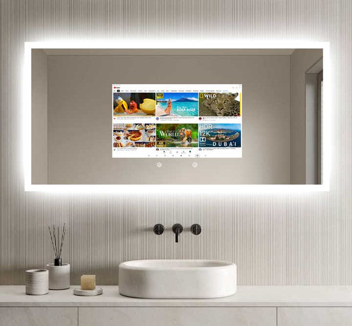 Smart Mirror Square 1000x600mm front view showing LED frame and mirror surface