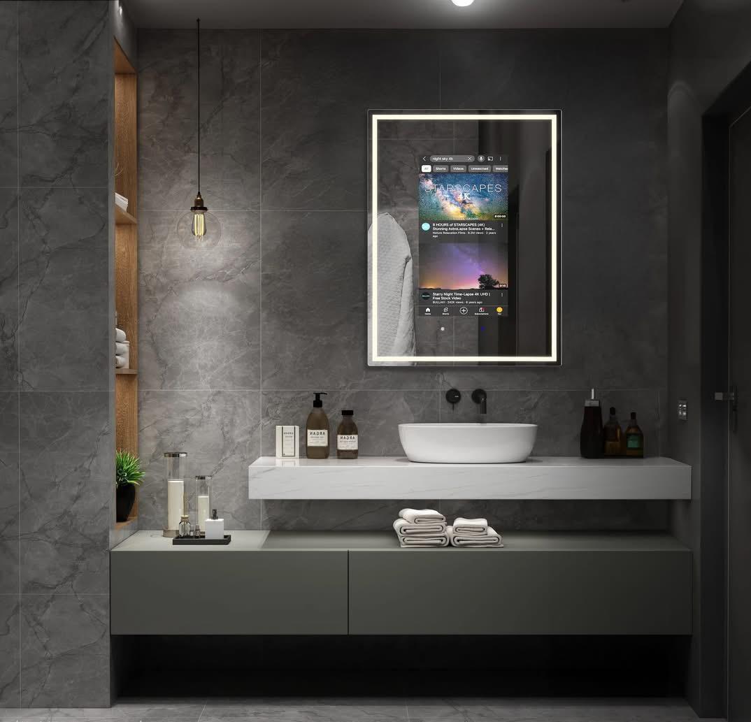 Smart Mirror 500x700mm showing warm 3000K mode ideal for evening lighting UAE